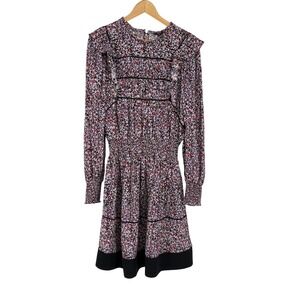 Rails Faren Floral Long Sleeve Smocked Waist Mini‎ Dress Sz S Work